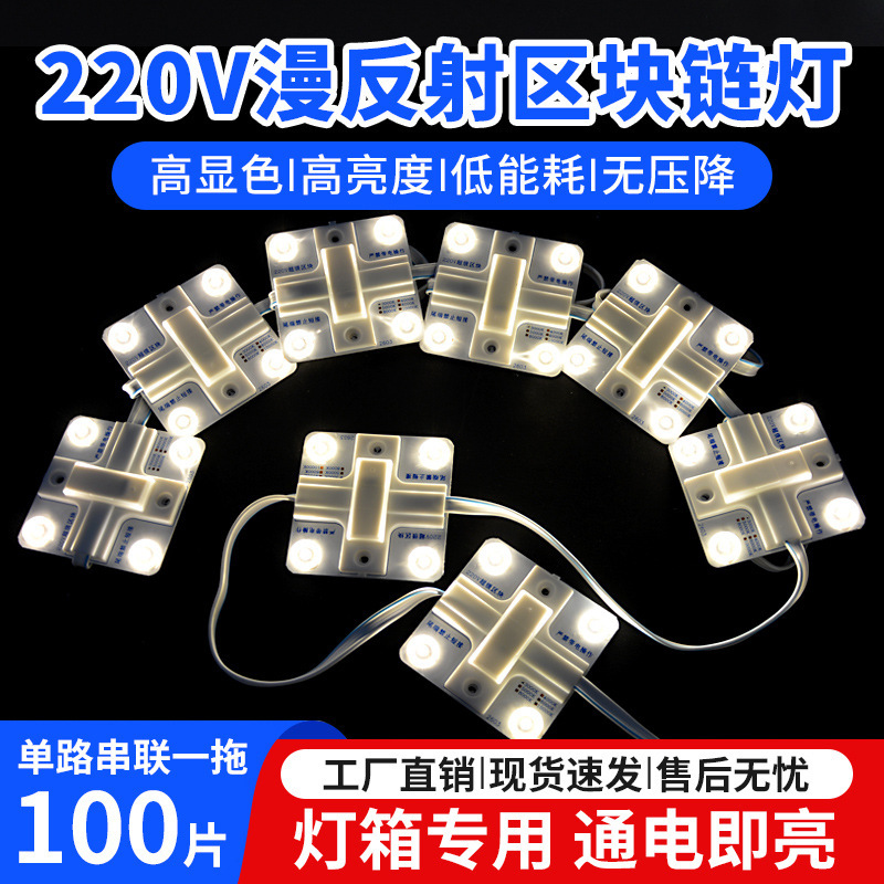 1 to 100 Block Light Strip 220V Diffused Light Strip Soft Film Ceiling Rolling Curtain Light Box Light Source Led Blockchain Light Set