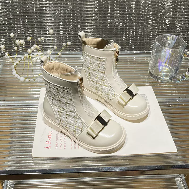 女童靴子2025冬季新款英伦风潮流中大童黑色短靴舒适走秀儿童皮靴