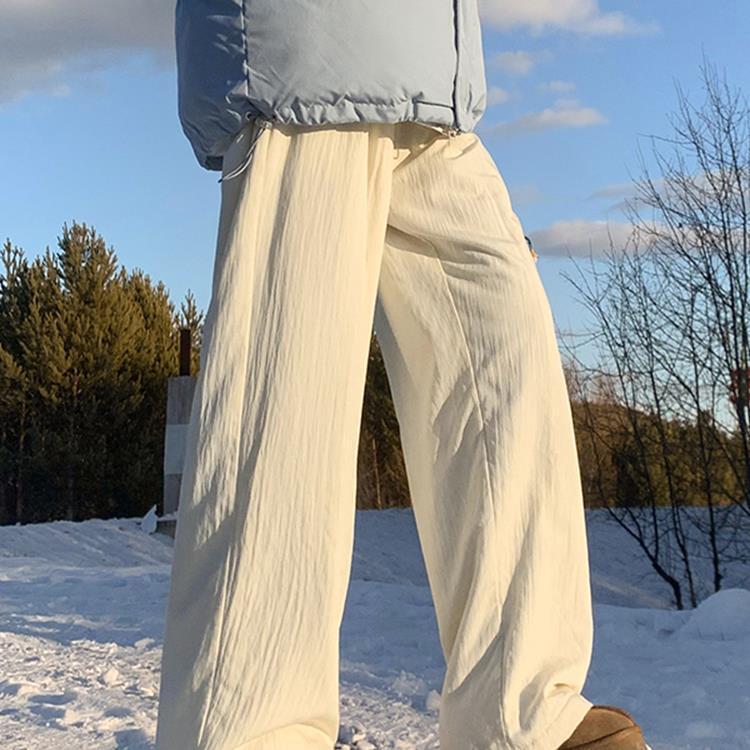 Down Cotton Pants for Women in Winter in Northeast China at Minus 40 Degrees, Windproof, Waterproof and Cold-Resistant Ski Pants Fleece-Lined Wide-Leg Pants