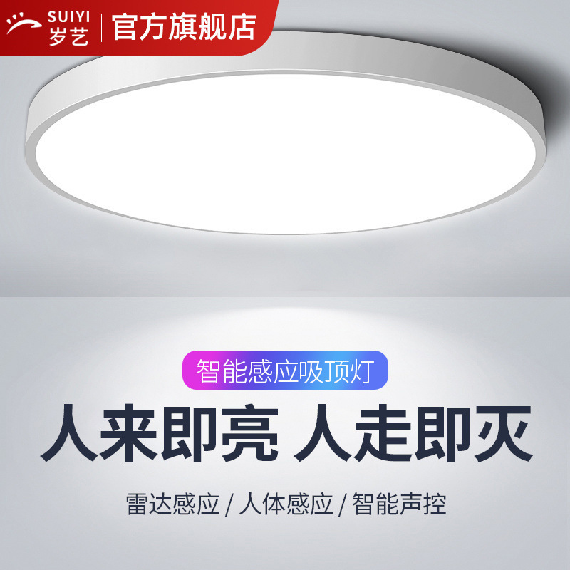 岁艺led感应吸顶灯声控灯家用雷达楼道楼梯走廊阳台灯过道感应灯