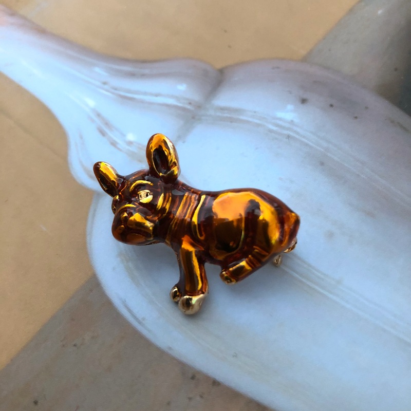 Brown Drip Glaze Cute Dog Brooch display picture 6