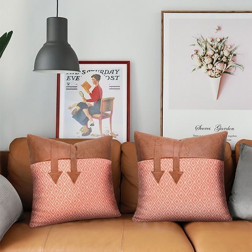 Cross-border artificial leather patchwork sofa cushion modern minimalist living room sofa lumbar pillow home back cushion