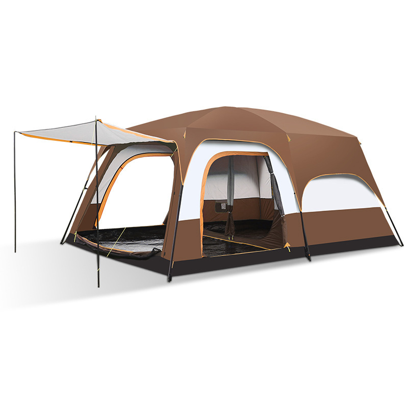 Dos habitaciones y una tienda de campaña al aire libre especial para viajes a prueba de viento y lluvia, gran espacio para tiendas de techo de cresta multipersona