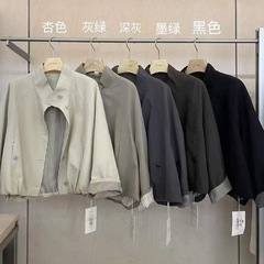 感韩系立领撞色工装外套女秋季新款港风休闲流行夹克上衣