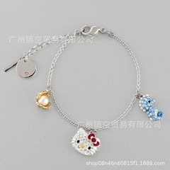 Shijia 1:1 オリジナルテンプレートタツノオトシゴシェル KT 猫ブレスレット女性用スワロフスキー海洋楽しいかわいい猫ブレスレット