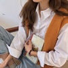 米花家蓝白色设计感小众衬衫女2021夏秋新款韩版洋气复古宽松长袖