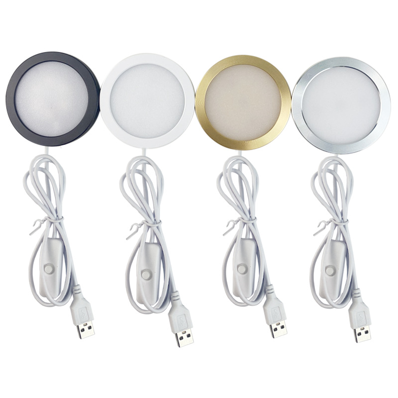 Venta directa de fábrica ultrafino 8mm luz de gabinete enchufe USB 5V montaje en la pantalla LED downlight vitrina estantería interruptor de luz