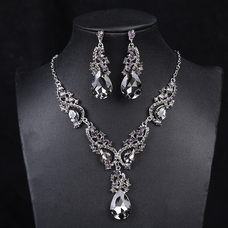 Nuovo set di gioielli placcati in lega, collana esagerata, orecchini, set di gioielli vintage_voghion.com