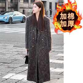 冬季新款时尚气质高档赫本风毛呢外套女灰色中长款毛绒大衣