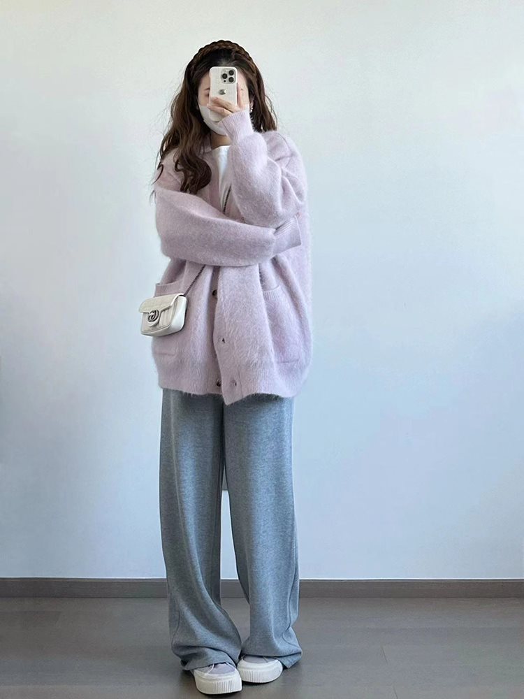 Purple velvet autumn sweater