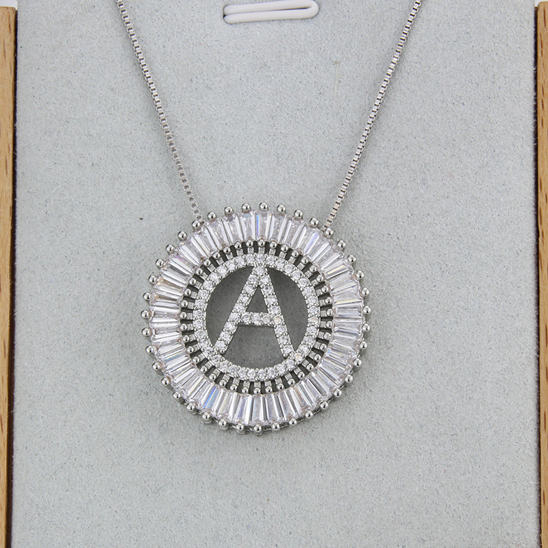platinum 26 English alphabet inlaid zirconium necklace
