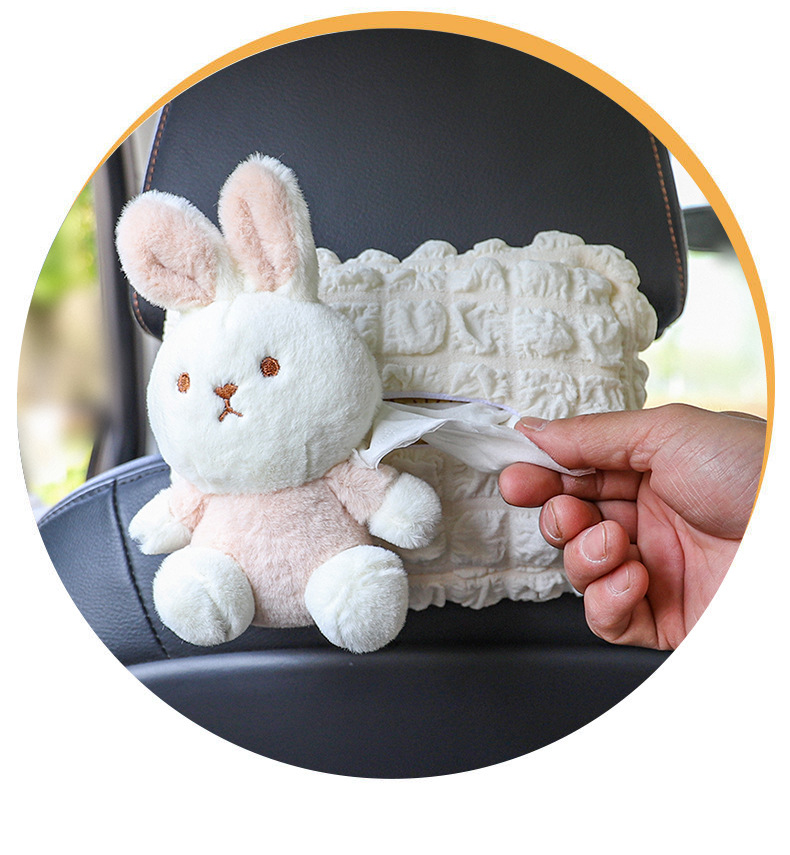 Car Cartoon Tissue Box DIY Poofg Car Hanging Paper Box Creative Car Interior Supplies Bear Rabbit