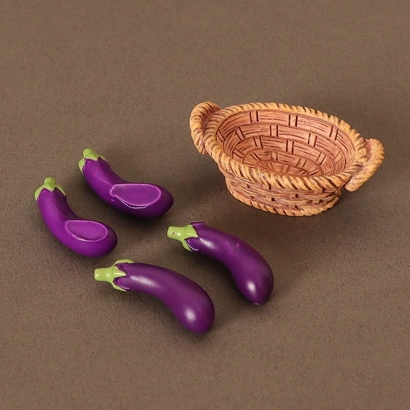 Dollhouse miniatura mini rábano pimienta col cesta de verduras alimentos y jugar modelo accesorios cocina bricolaje