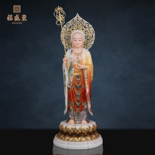 Standing Statue of Ksitigarbha Bodhisattva, Imitation of White Marble Backlit Standing Ksitigarbha Bodhisattva, Jiuhua Mountain Ksitigarbha Bodhisattva