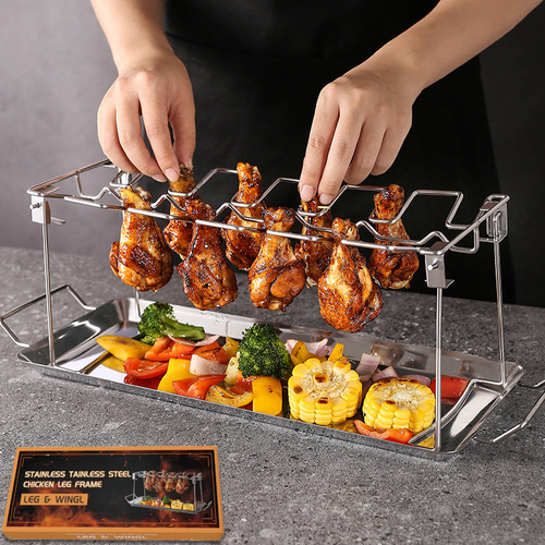 14-fold stainless steel grilled chicken leg tray barbecue grill outdoor portable chassis grill bbq barbecue grill chicken