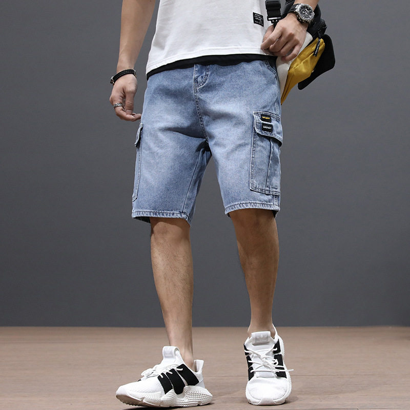 Men Denim Cargo Shorts Loose Plus Size Summer