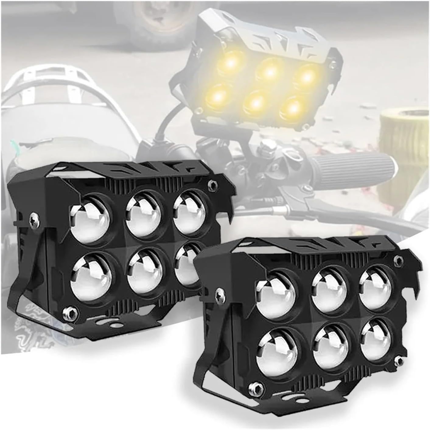 New cross-border wide-voltage motorcycle LED dual-color spotlight, modified external headlight, electric vehicle front light, dual-row transparent