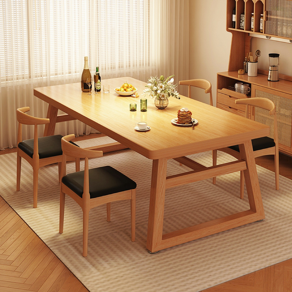 Mesa de comedor de estilo medieval, mesa de comedor rectangular, sala de estar, mesa de comedor simple, combinación de sillas, mesa de comedor doméstica pequeña