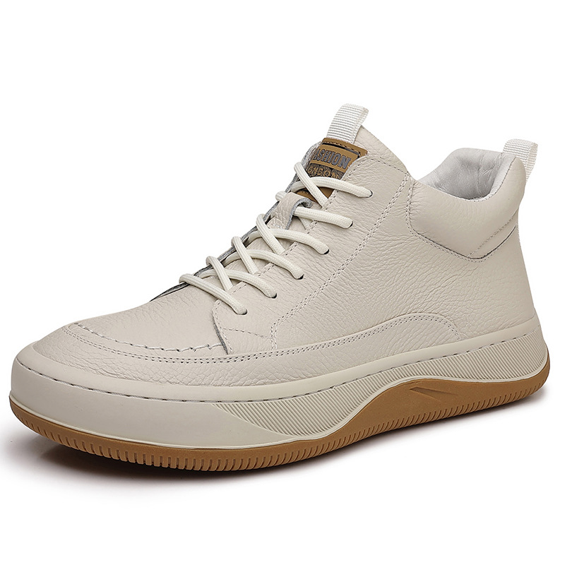 Otoño y invierno de piel de vaca, nuevos zapatos casuales de alto impacto para hombres, cuero transpirable, zapatos deportivos para hombres diarios.