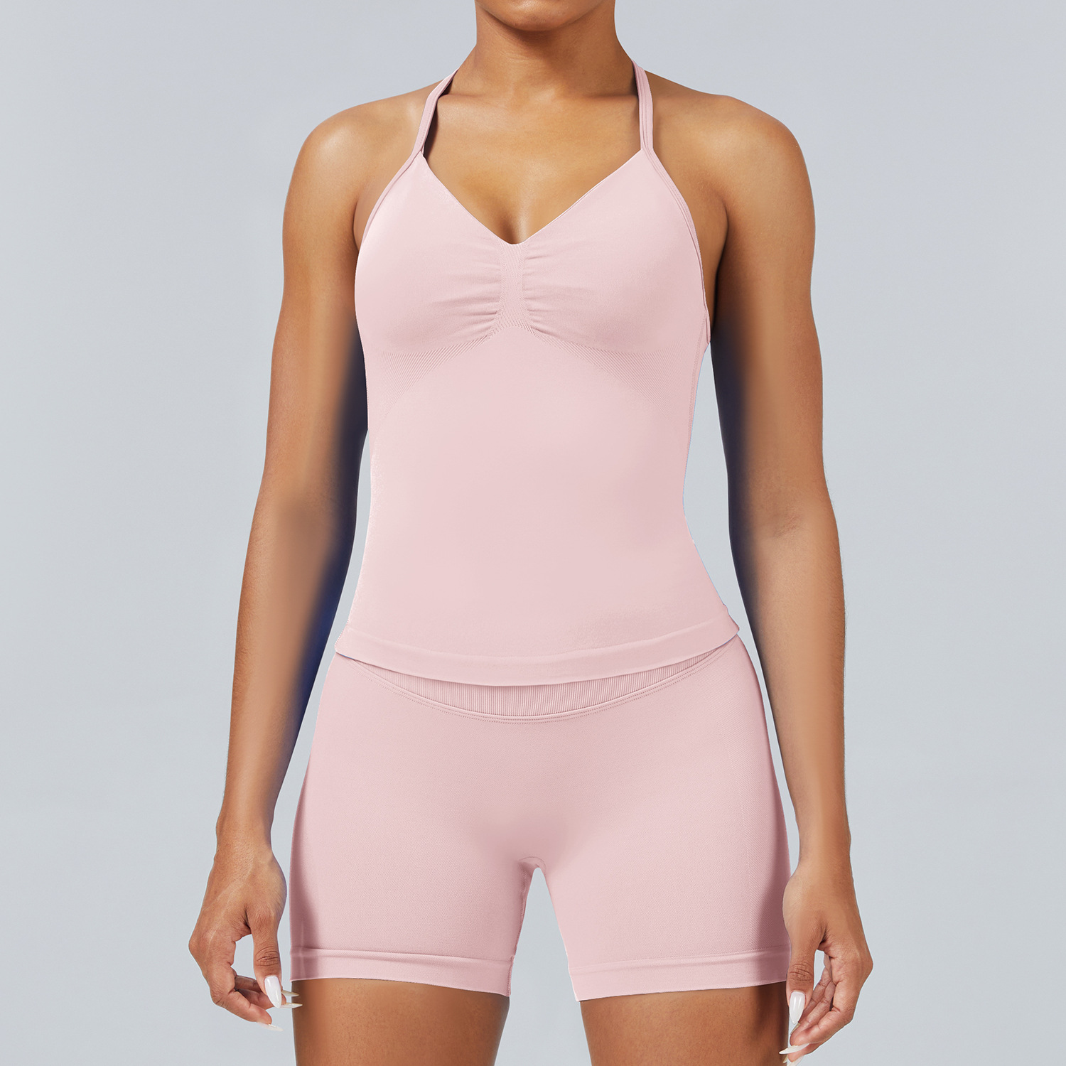 Conjunto de yoga transfronterizo europeo-americano, conjunto de mel de melocotón seco rápido, conjunto de acondicionamiento físico transpirable, conjunto de deportes al aire libre