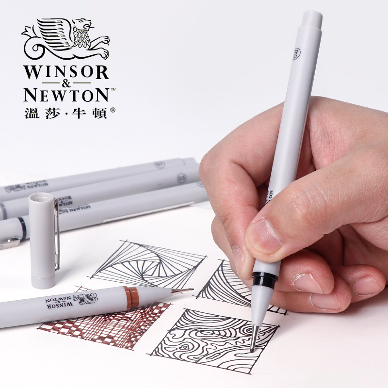 Windsor Newton Needle Pen Single Black Cold Grey Brown Indigo Color Waterproof Design Gouxianbi Cartoon Hand-painted