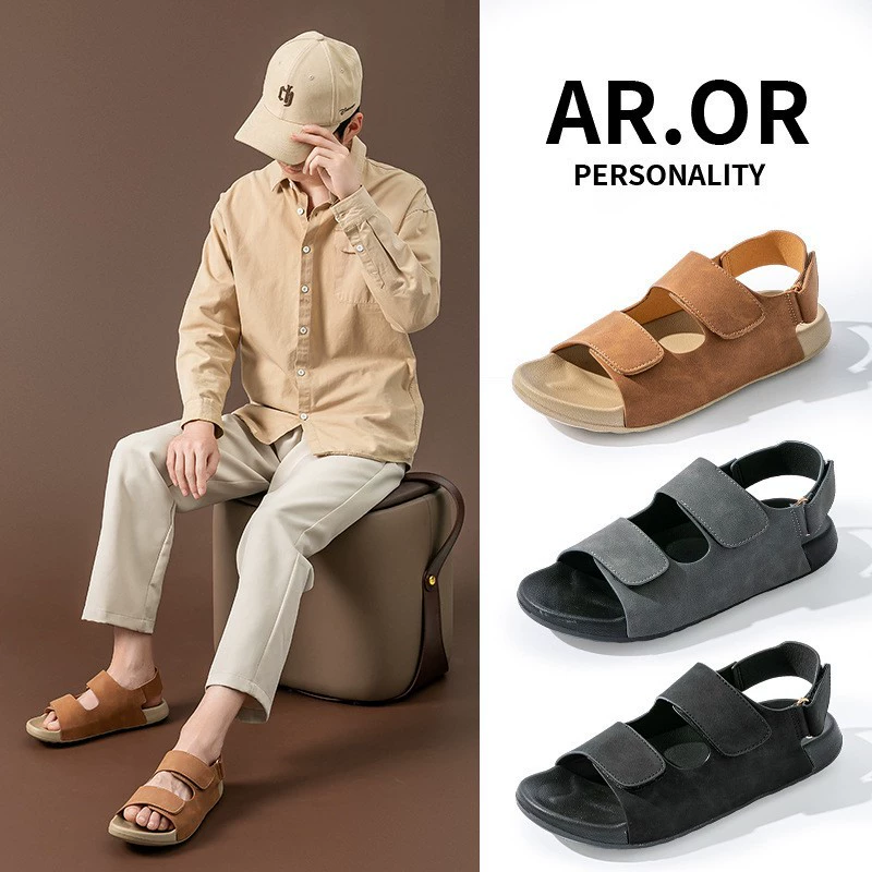 2025 новых мужских сандалий Birkenstock, шлепанцы для лета, пляжная обувь для вождения, универсальные сандалии в корейском стиле для улицы