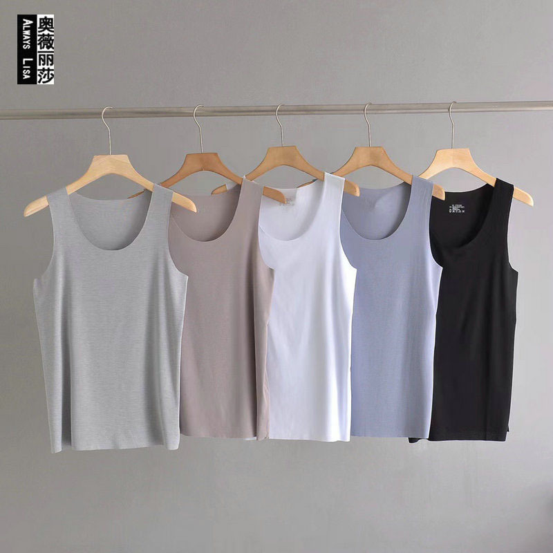 Men's Vest Ice Silk Modal 60 Seamless Vest Inner Hurdle Base Thin Outer Wearing Summer Waistcoat