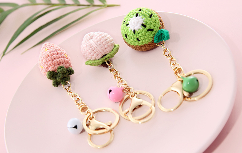 Cute Sweet Donuts Yarn Knitting Keychain display picture 4