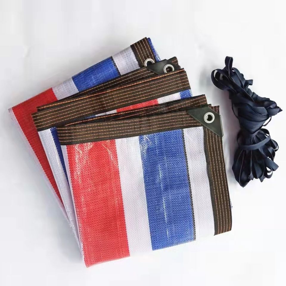 五彩打孔包边防水防晒篷布遮雨棚加厚三色彩条布隔热防水布防雨布