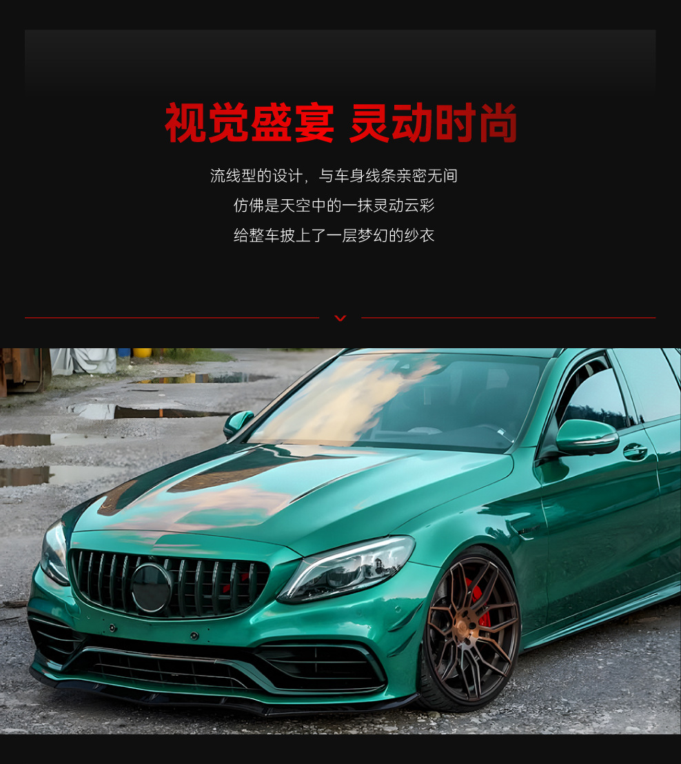 Suitable for 2015-2022 Mercedes-Benz C-Class W205 S205 C63 Amg Air Knife Front Lip Front Shovel Spoiler Modification
