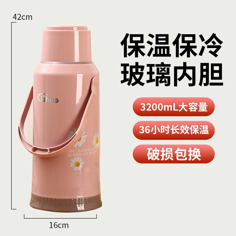 Capacious thermos for elementary school students for home use, glass liner