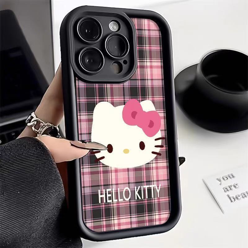 Funda para teléfono móvil KTcat iPhone16/15ProMax a cuadros 14 Apple 13 todo incluido 11 estilo caliente XS/XR12 Japón y Corea del Sur