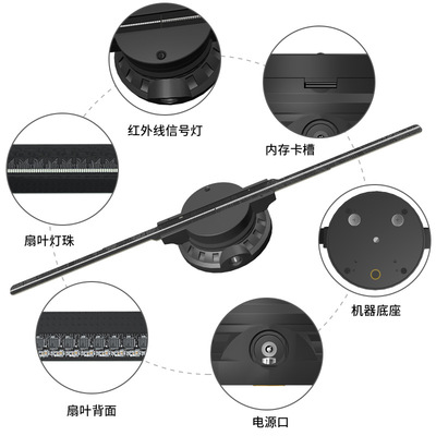 [亚斯特 全息风扇投影广告机无屏立体显示3d hologram fan两叶50cm]