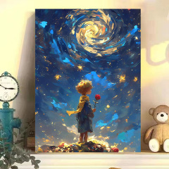星空の王子様diyデジタル油絵手作りの色を塗ります。