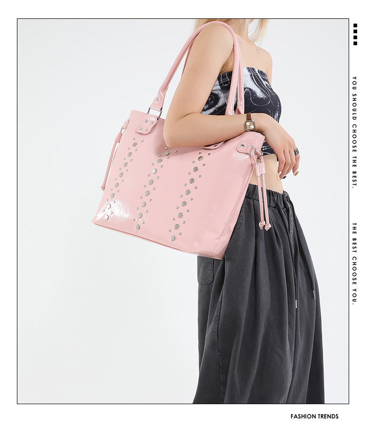 Trendy schoudertas met studs voor dames grote casual shopper_voghion.com