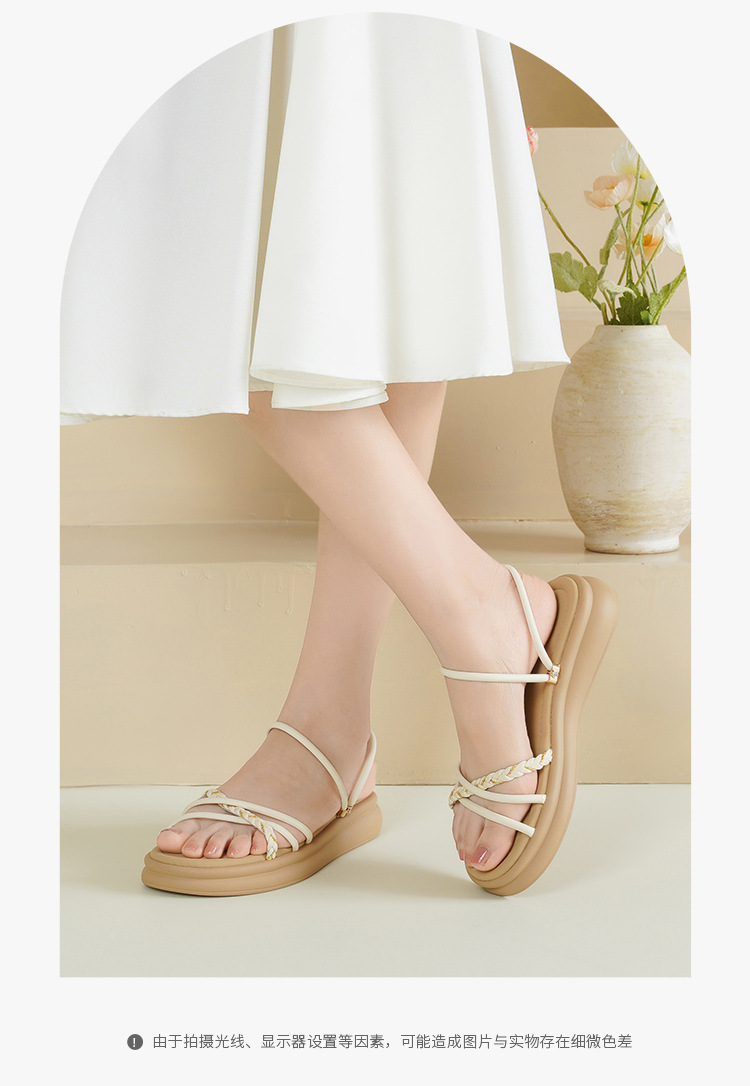 Dép sandal nữ đế bệt quai ngang đính đá phong cách Pháp — AY379 Đen chi tiết 5