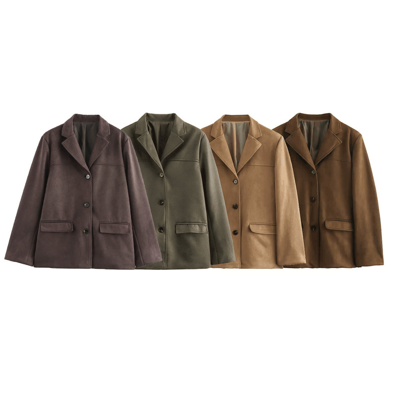 Autumn 2024 Fashion New Versatile Suede Single-breasted Suit Jacket Cross-border Amazon Women's Clothing B69126 Autumn 2024 Fashion New Versatile Suede Single-breasted Suit Jacket Cross-border Amazon Women's Clothing B69126