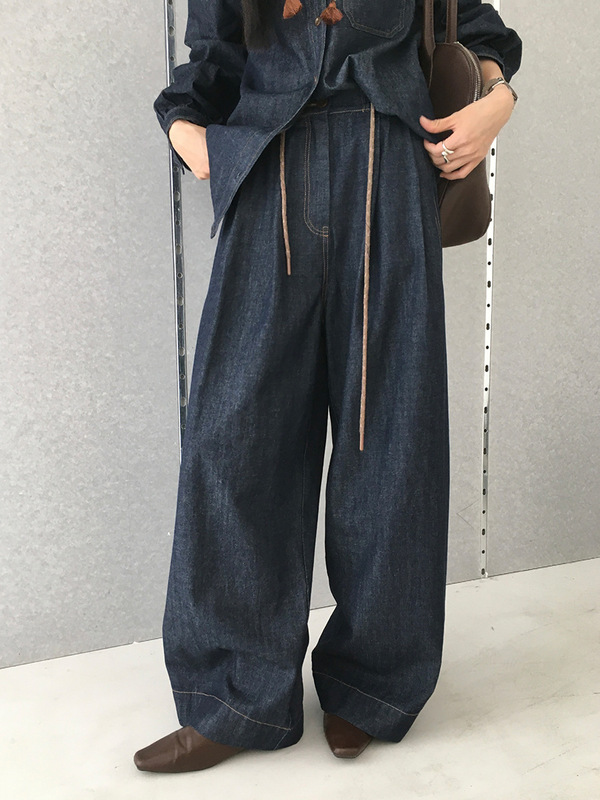 THINK十三行时髦精收！牛仔套装女25牛仔衬衫松紧腰裤子（配丝巾|undefined