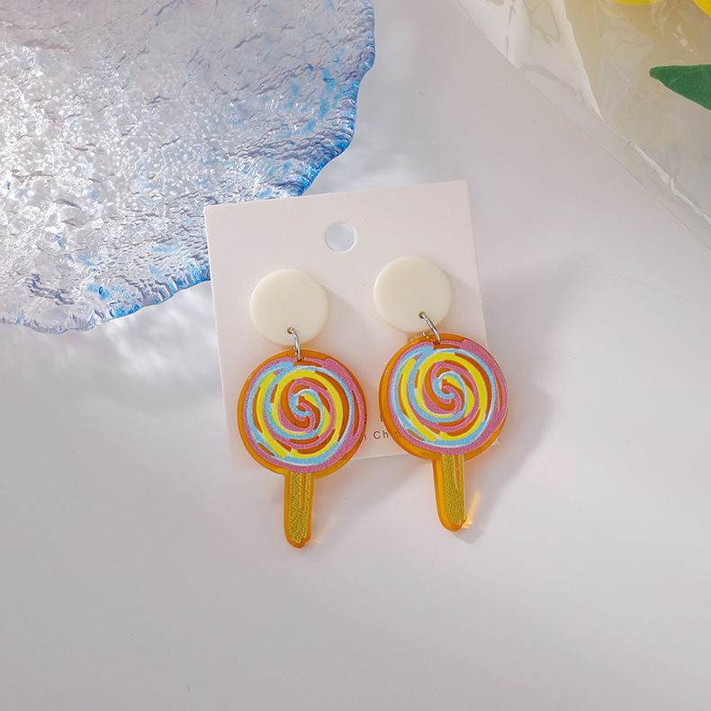 Korean Hand-painted Acrylic Stick Candy Color Earring display picture 1