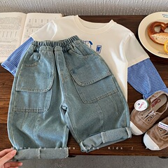 ボラ子供服男の子ジーンズ春秋子供パンツハンサムスタイルズボンルーズストレートカジュアルパンツ