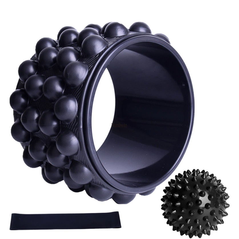 Big round point yoga wheel three-piece latex abuse hip ring hardness fascia ball open back curved Damo wheel yoga equipment