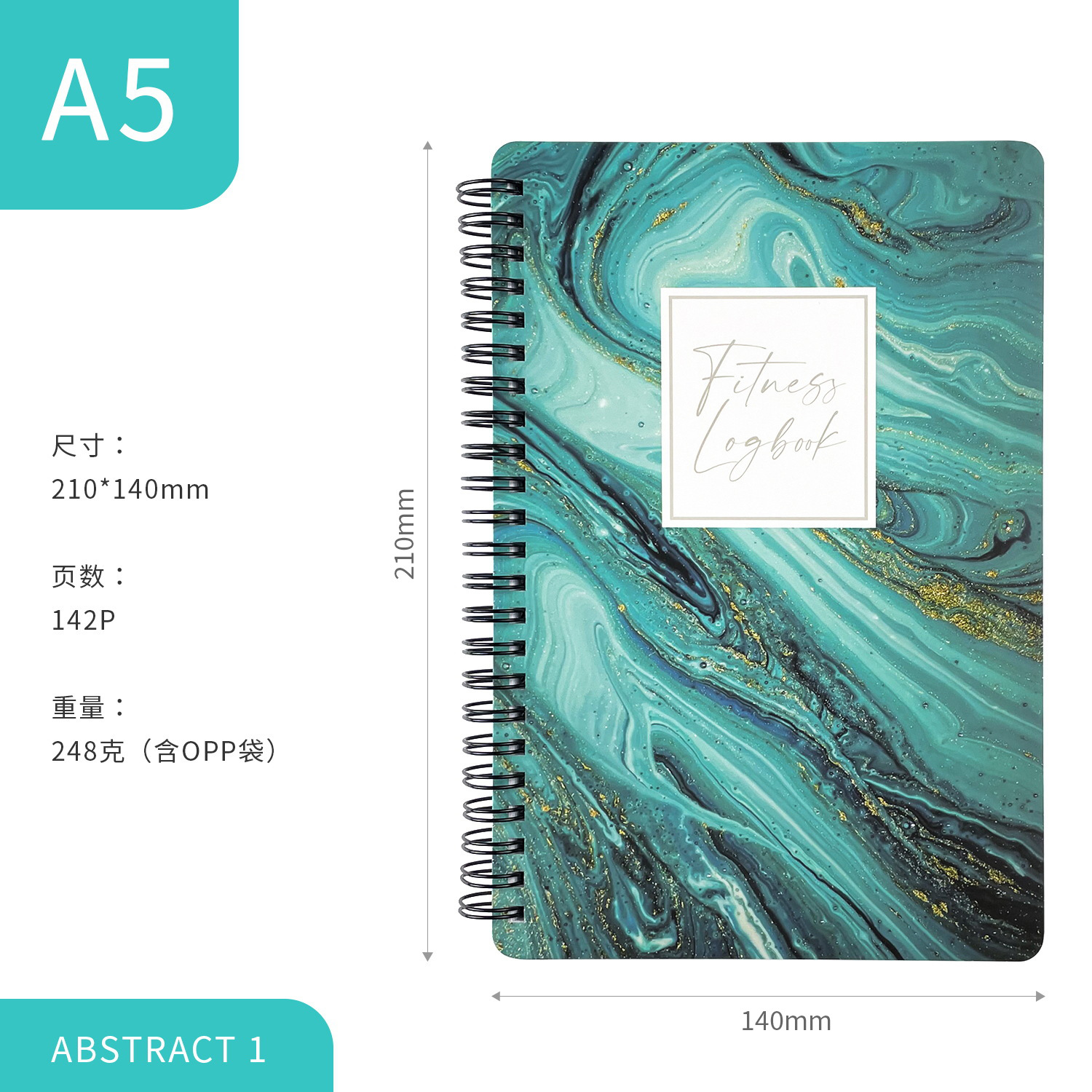 Amazon inglés A5 cuaderno de negocios papel Bloc de notas bobina dieta fitness Reloj-En libro de registro