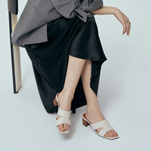 Julia Heuer24年夏季新款百搭凉拖鞋法式中粗跟拖鞋女