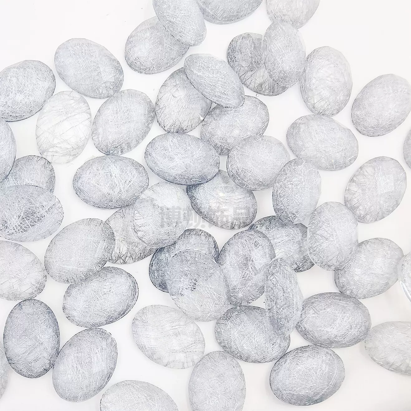 透明切面银丝网椭圆diy树脂配件耳饰发饰服饰洞洞鞋饰品配件