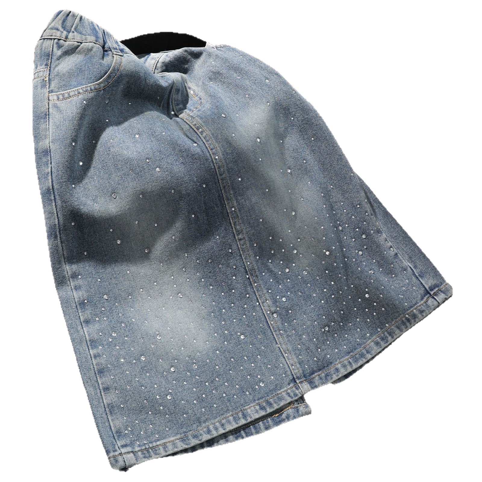 Falda de niños denim suave falda media larga falda de mitad coreana tecnología de lavado de agua retro 2025 otoño invierno nuevo