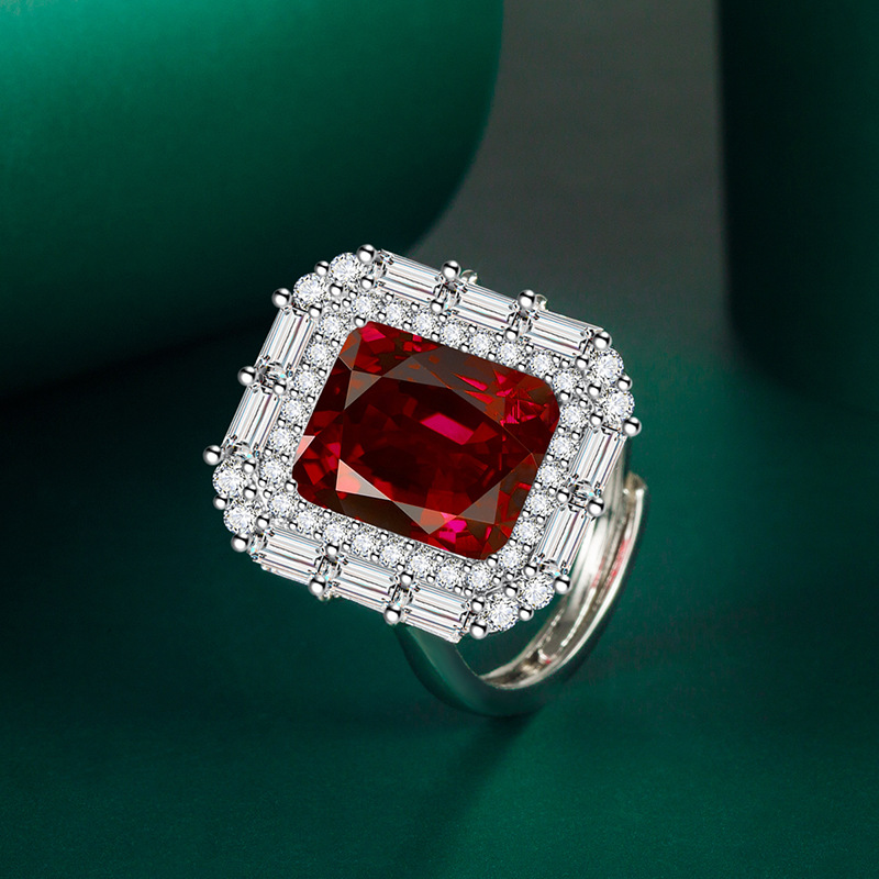 Fashion Square Copper Plating Inlay Zircon Rings 1 Piece