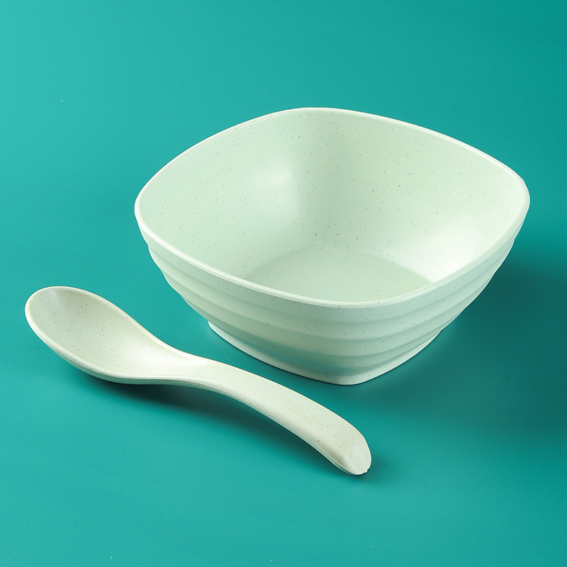 Tazón cuadrado de 5.5 pulgadas, juego de 4, tazón cuadrado para sopa de 500 ml color trigo, tazón para niños, irrompible, tazón para comer en el hogar, tazón para agua con azúcar