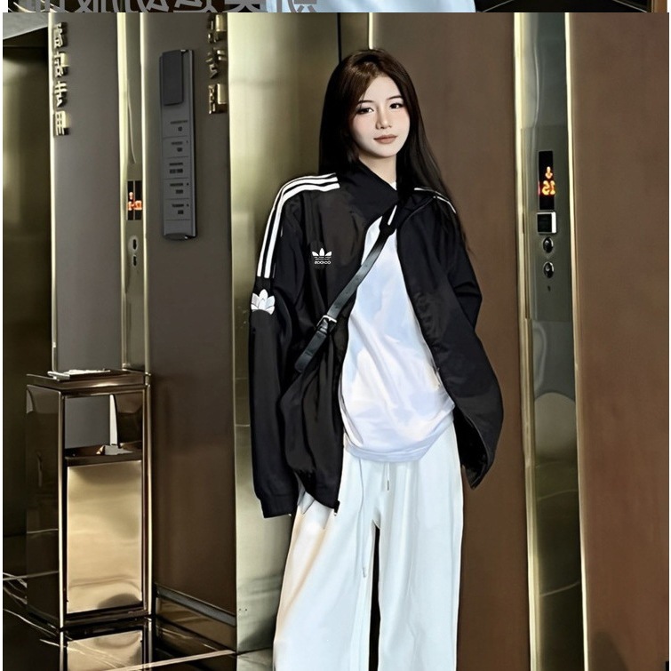SanYueCao 7534 Three-Stripe Windbreaker for Women, Outdoor Sports Casual Cardigan, Spring and Autumn Jacket, Men's Thin Spring and Autumn Coat