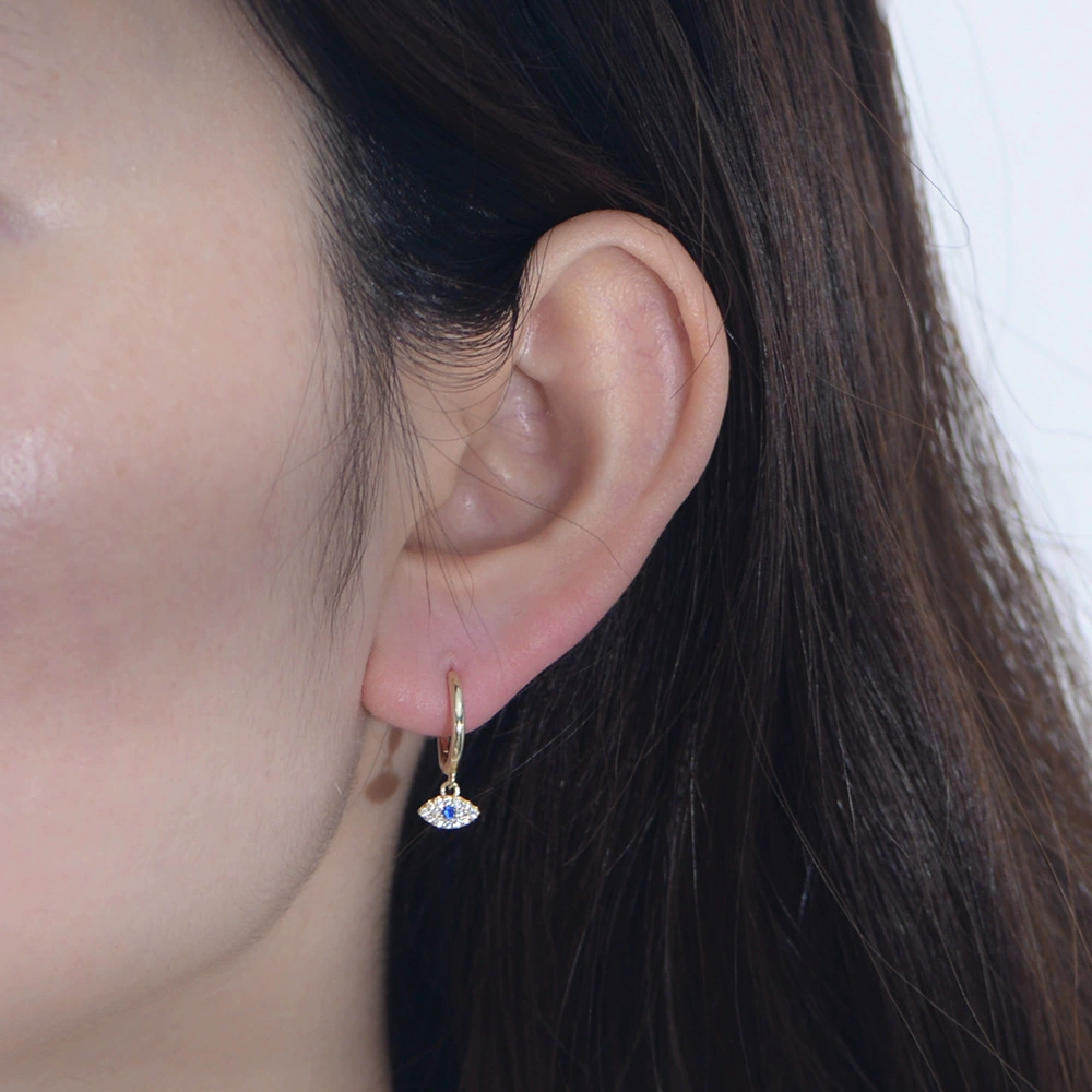 Retro blue diamond, earrings, zirconium, silver 925 sample, European style, simple and elegant design, high-quality style