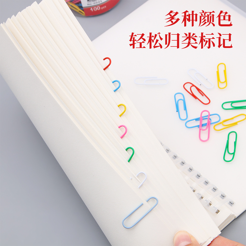 Clips de color creativo 28mm cartucho de papel de escritorio pines marcadores envasado clips de papel mayorista